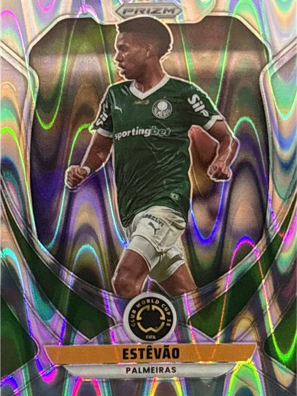 Panini Prizm Estevão Palmeiras Rookie Green Wave Holographic Trading Card